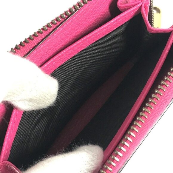 GUCCI 496319 logo Wallet Coin Compartment Zip Around coin purse Leather pink - Picture 10 of 11